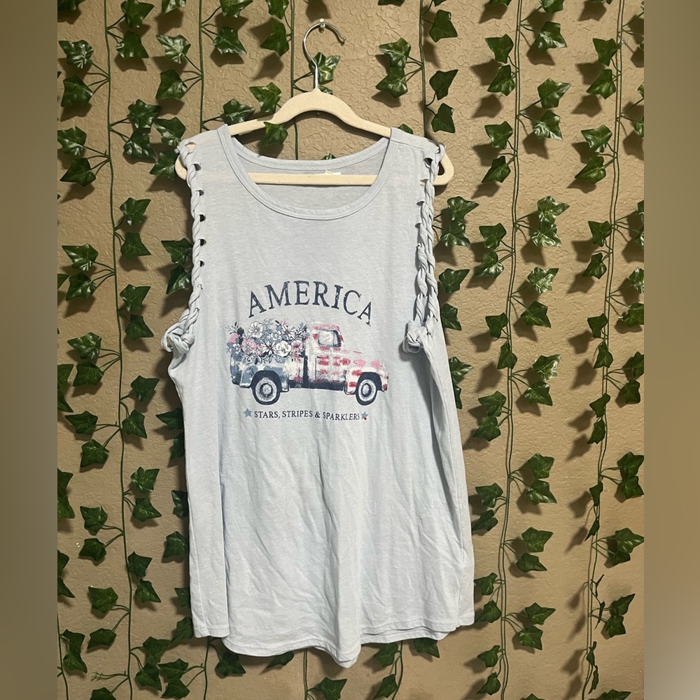 Light blue patriotic tank